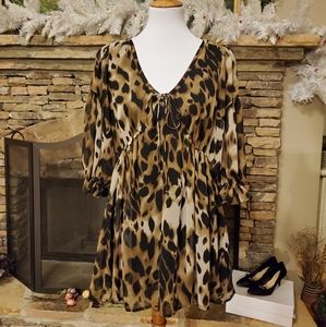 Hudson Studio Leopard Print Top 3/4 Sleeve Dress